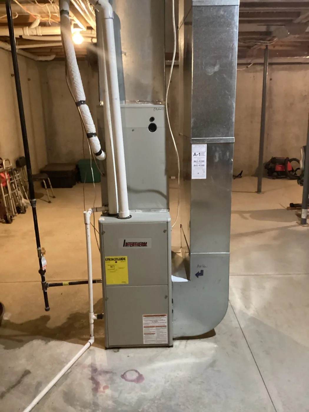 Before 96% AFUE Amana furnace installation