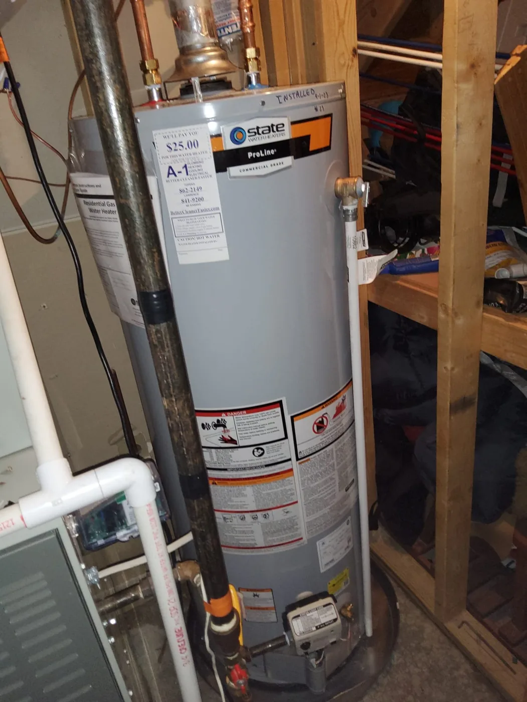 State 40 Gallon Gas Water Heater Install 8 by A-1 Plumbing Heating Cooling Electrical